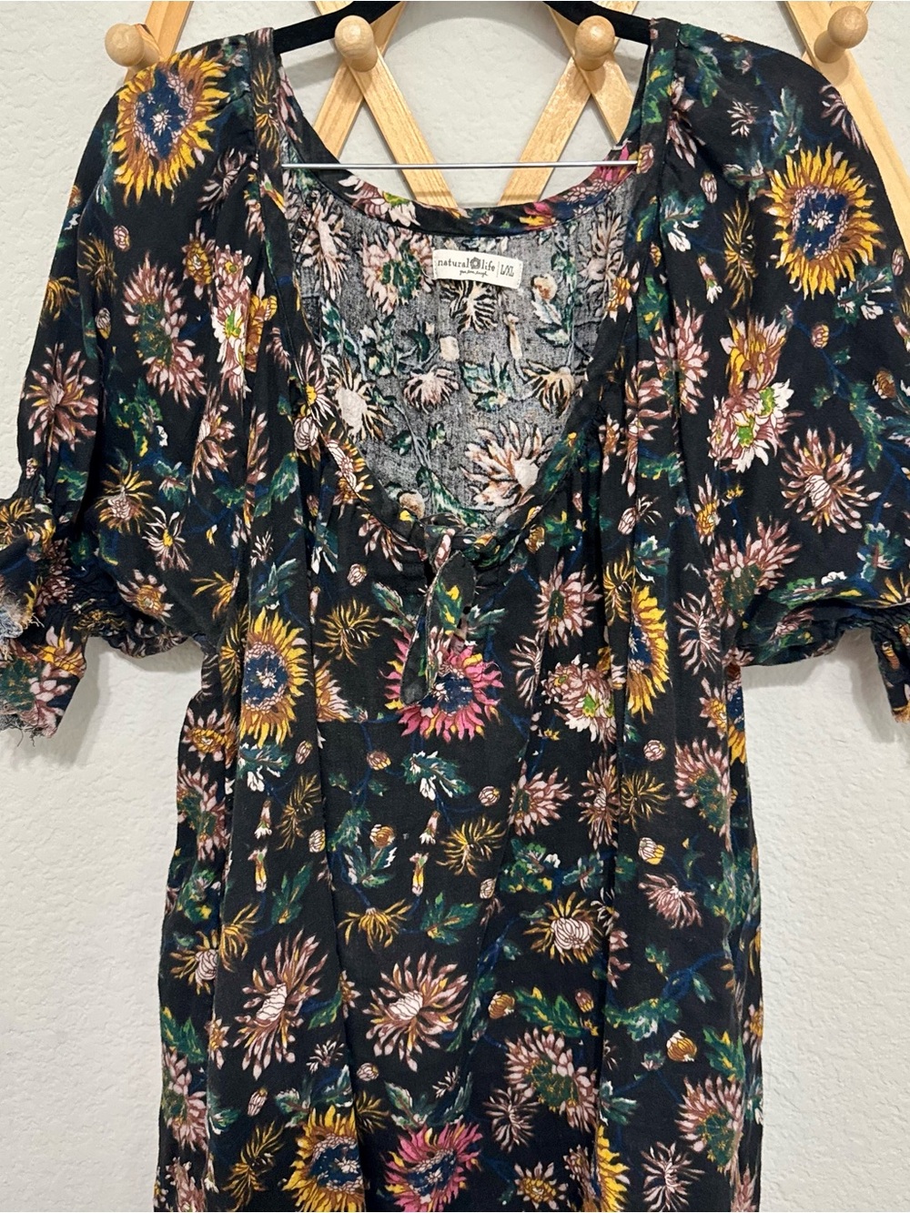 NATURAL LIFE Dark Floral Short Dress - Picture 7 of 8
